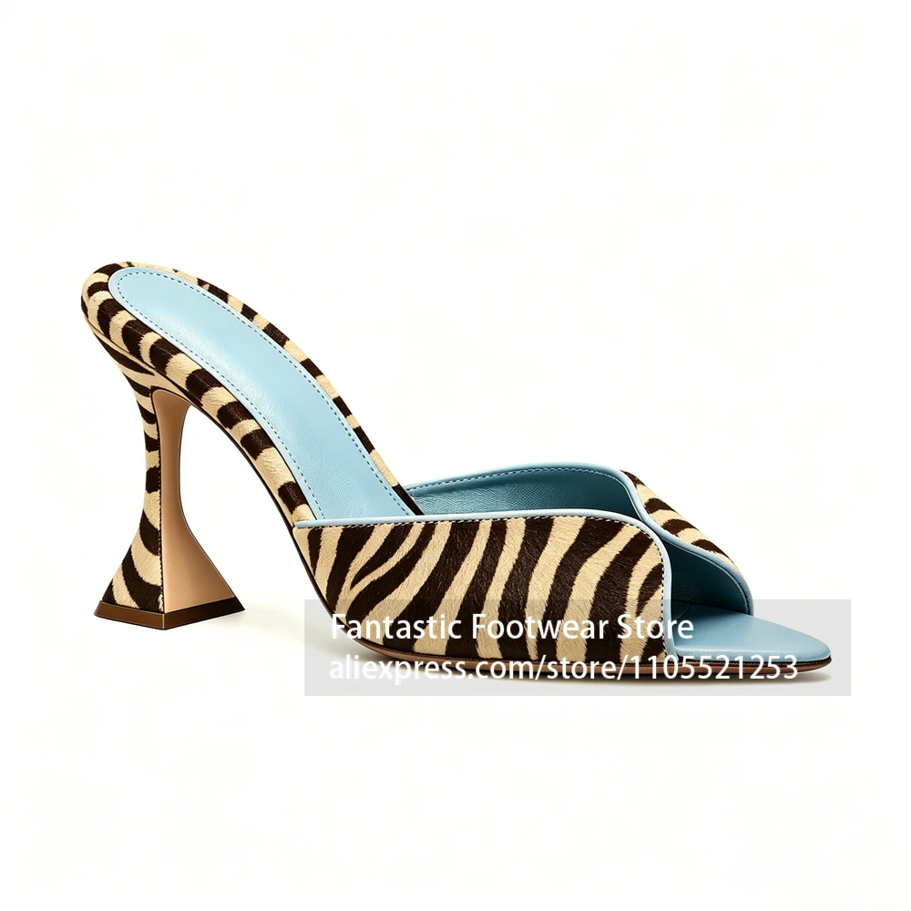 Zebra Print Open Toe Flared Heel Mules Women Slip On Pointed Toe Faux Calf Hair Leather High Heel Sandals Summer Shoes for Women
Zebra Print Open Toe Flared Heel Mules Women Slip On Pointed Toe Faux Calf Hair Leather High Heel Sandals Summer Shoes for Women