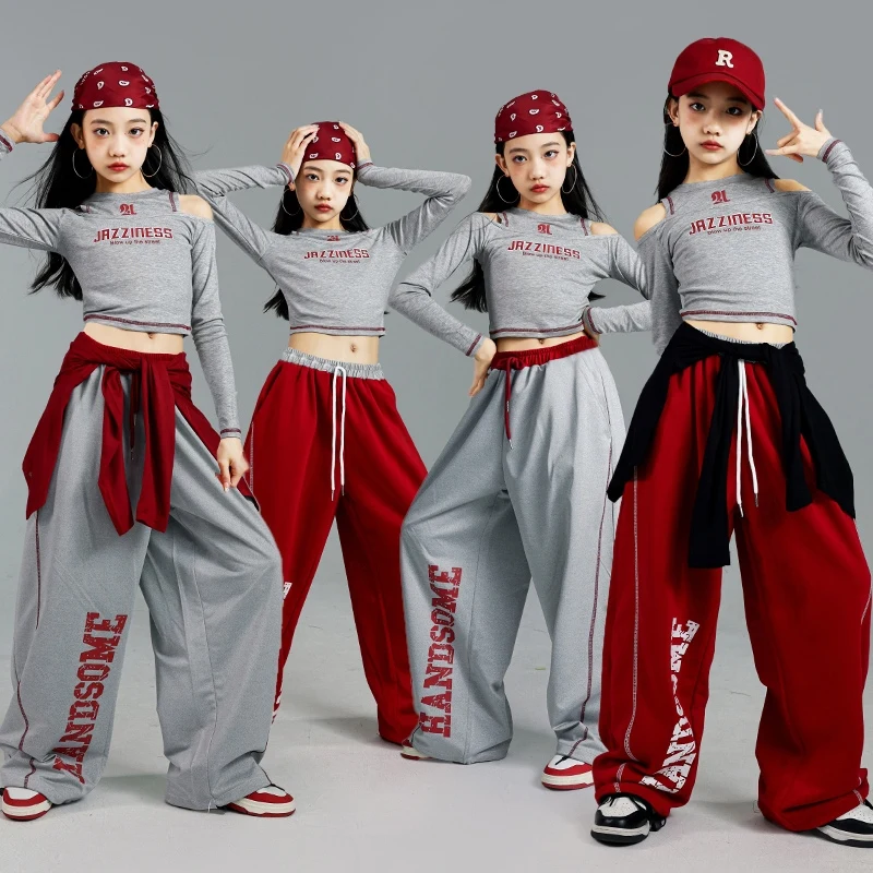 Kids Street Dance Clothing Girl Jazz Hip Hop Dance Suit Children Training Dancewear Long Sleeve Tops Shuffle Pants Red Grey 1188
Kids Street Dance Clothing Girl Jazz Hip Hop Dance Suit Children Training Dancewear Long Sleeve Tops Shuffle Pants Red Grey 1188