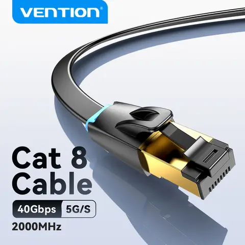 Vention Cavo Ethernet CAT8 40Gbps 2000MHz TPE Rete Lan Patch Cord per PC Laptop PS 5/4 Router RJ45 Cavo cablato piatto Ethernet