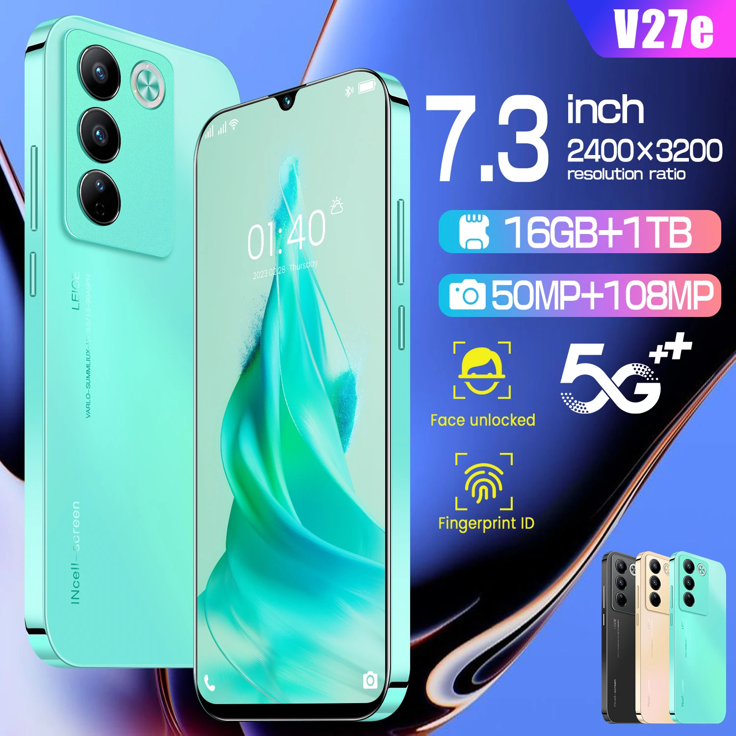 Global Version V27E Pro New Hot Smartphone 7.3 Inch HD Full Screen 4G/5G 16GB 1TB 6800mAh 108MP Camera Dual SIM unlock phone
Global Version V27E Pro New Hot Smartphone 7.3 Inch HD Full Screen 4G/5G 16GB 1TB 6800mAh 108MP Camera Dual SIM unlock phone