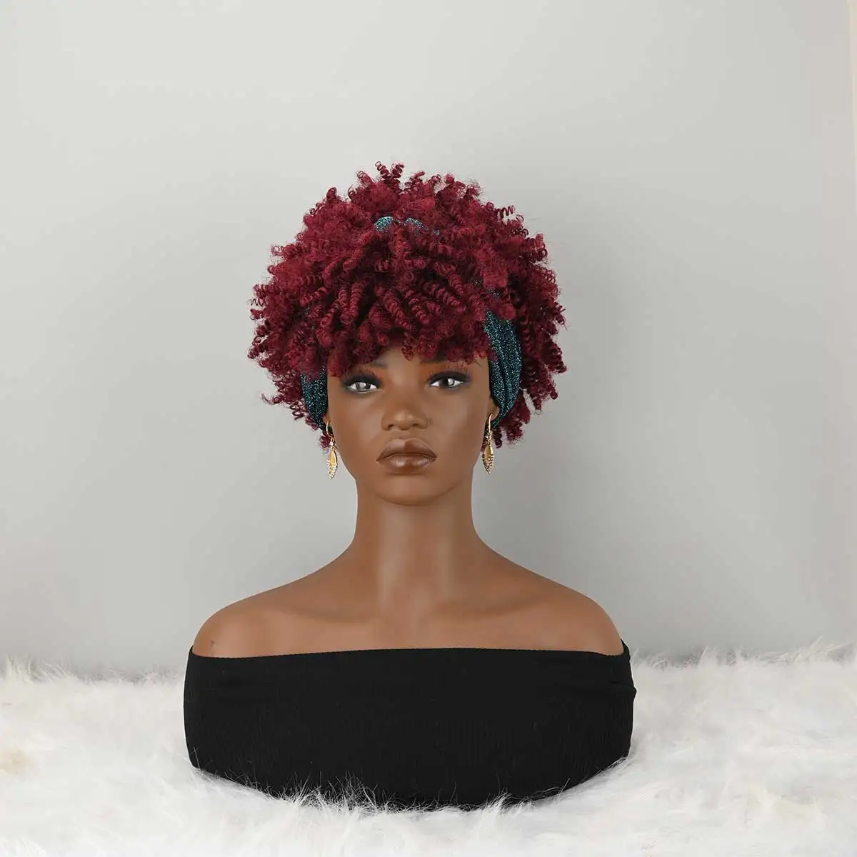 Headband Wig Curly Headband Wig With Bangs For Women Synthetic Afro Curly Hair Wig With Headband Attached Wigs
Headband Wig Curly Headband Wig With Bangs For Women Synthetic Afro Curly Hair Wig With Headband Attached Wigs