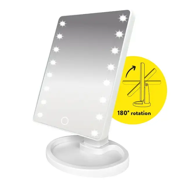 Профессиональное отдельно стоящее косметическое зеркало для макияжа LED Pro, белое
Профессиональное отдельно стоящее косметическое зеркало для макияжа LED Pro, белое