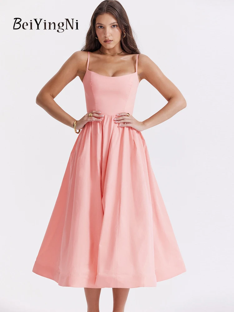 Beiyingni Summer Woman's Spaghetti Strap Dress Floral Printed Casual Sexy Club High Waist Midi Long Dresses Ladies Elegant Party 
Beiyingni Summer Woman's Spaghetti Strap Dress Floral Printed Casual Sexy Club High Waist Midi Long Dresses Ladies Elegant Party