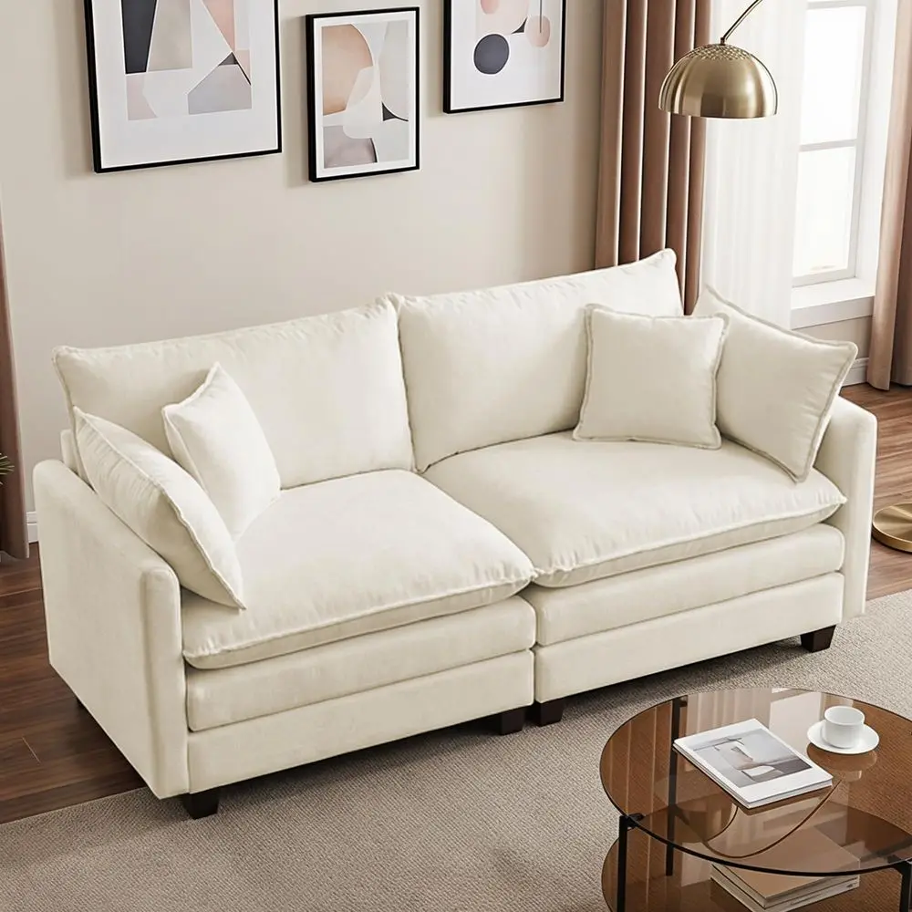 Modular Sectional Sofa, Cloud Couch Loveseat Sofa, Deep Seat Washable Chenille Fabric Sofa with Throw Pillows, 2 Seat Modern Co
Modular Sectional Sofa, Cloud Couch Loveseat Sofa, Deep Seat Washable Chenille Fabric Sofa with Throw Pillows, 2 Seat Modern Co