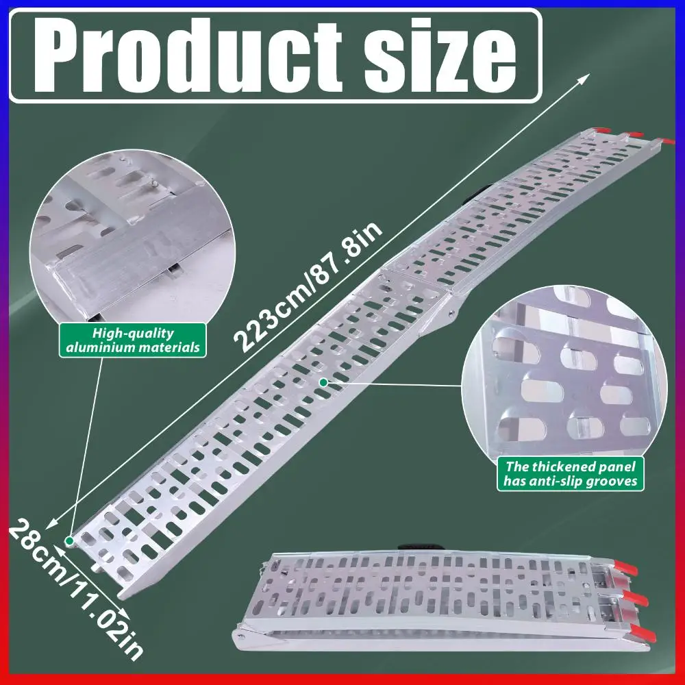 2PCS 7.3ft Aluminum Motorcycle Ramp Folding Dirt Bike Ramp with Load Straps for Pickup Trucks Motorcycles ATVs Lawn Mowers
2PCS 7.3ft Aluminum Motorcycle Ramp Folding Dirt Bike Ramp with Load Straps for Pickup Trucks Motorcycles ATVs Lawn Mowers