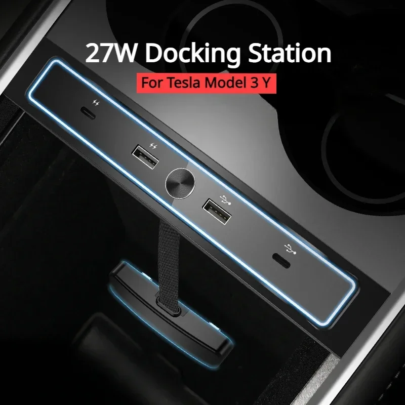 2 in 4 for Tesla Model 3 Y Docking Station Extension Converter Car Intelligent USB Hub Center Console Adapter Quick Charger 27W
2 in 4 for Tesla Model 3 Y Docking Station Extension Converter Car Intelligent USB Hub Center Console Adapter Quick Charger 27W