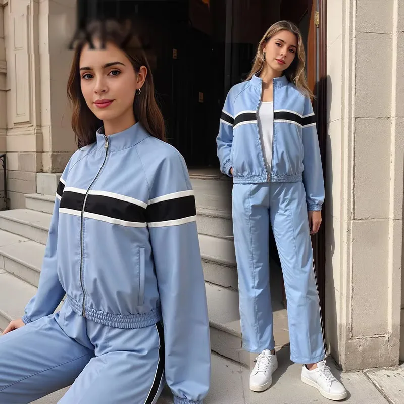 2025 женские повседневные спортивные брючные костюмы, сине-черная лоскутная куртка + женские эластичные свободные длинные брюки, синий шоковый костюм
2025 женские повседневные спортивные брючные костюмы, сине-черная лоскутная куртка + женские эластичные свободные длинные брюки, синий шоковый костюм
