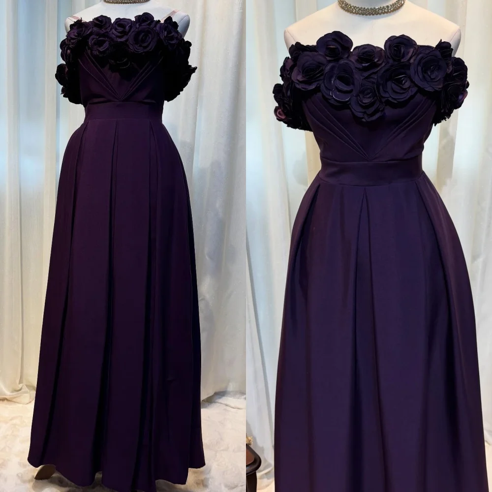 Customized Classic Dark Purple Satin Evening Dress Exquisite Strapless Sleeveless Zipper Back Flowers Special Occasion Gowns
Customized Classic Dark Purple Satin Evening Dress Exquisite Strapless Sleeveless Zipper Back Flowers Special Occasion Gowns