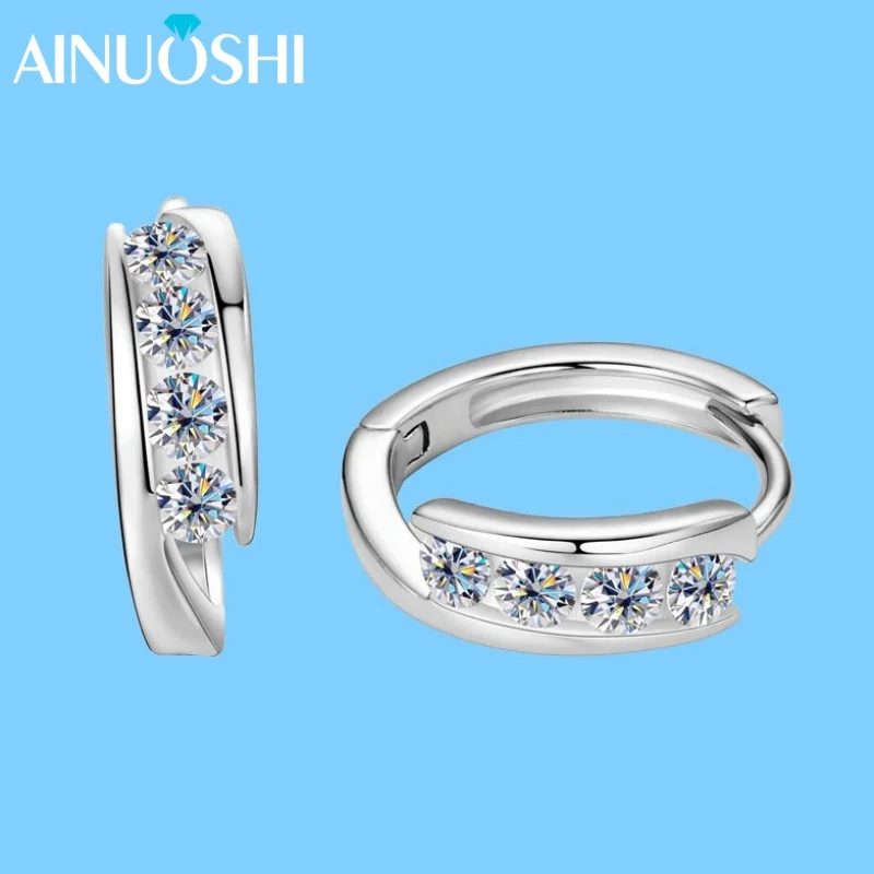 AINUOSHI GRA Hoop Earrings for Women 2.5mm(0.06ct*8pcs) Full Moissanite Earrings for Female 925 Real Silver Jewelry Xmas Gifts 
AINUOSHI GRA Hoop Earrings for Women 2.5mm(0.06ct*8pcs) Full Moissanite Earrings for Female 925 Real Silver Jewelry Xmas Gifts
