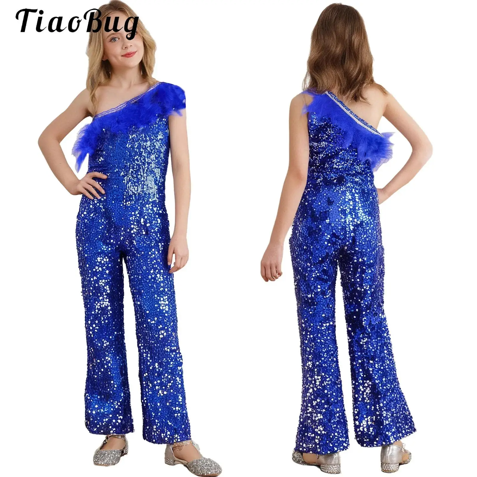 Kids Girls Sequin One Shoulder Dance Pageant Rompers Sleeveless High Waist Pants One-Piece Jumpsuit for Cocktails Evenings
Kids Girls Sequin One Shoulder Dance Pageant Rompers Sleeveless High Waist Pants One-Piece Jumpsuit for Cocktails Evenings