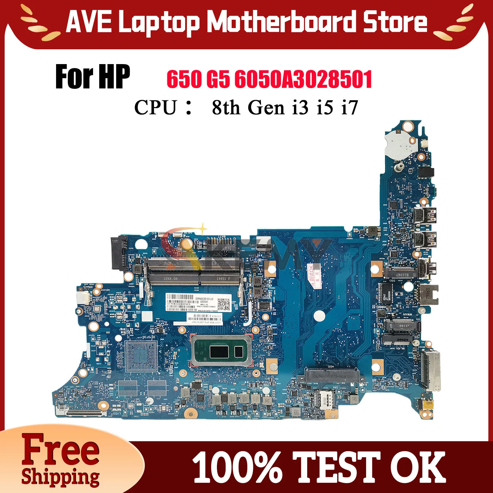 6050A3028501 For HP ProBook 650 G5 Laptop Motherboard L58731-601 L58733-601 With i5 i7 8th Gen CPU UMA DDR4 100% Fully Tested
6050A3028501 For HP ProBook 650 G5 Laptop Motherboard L58731-601 L58733-601 With i5 i7 8th Gen CPU UMA DDR4 100% Fully Tested