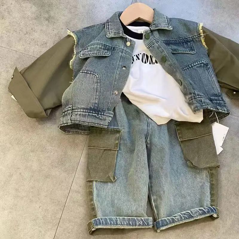 Children's Denim Suit Spring and Autumn New Girl's Suit Denim Coat+Pant Casual Two Piece Set
Children's Denim Suit Spring and Autumn New Girl's Suit Denim Coat+Pant Casual Two Piece Set