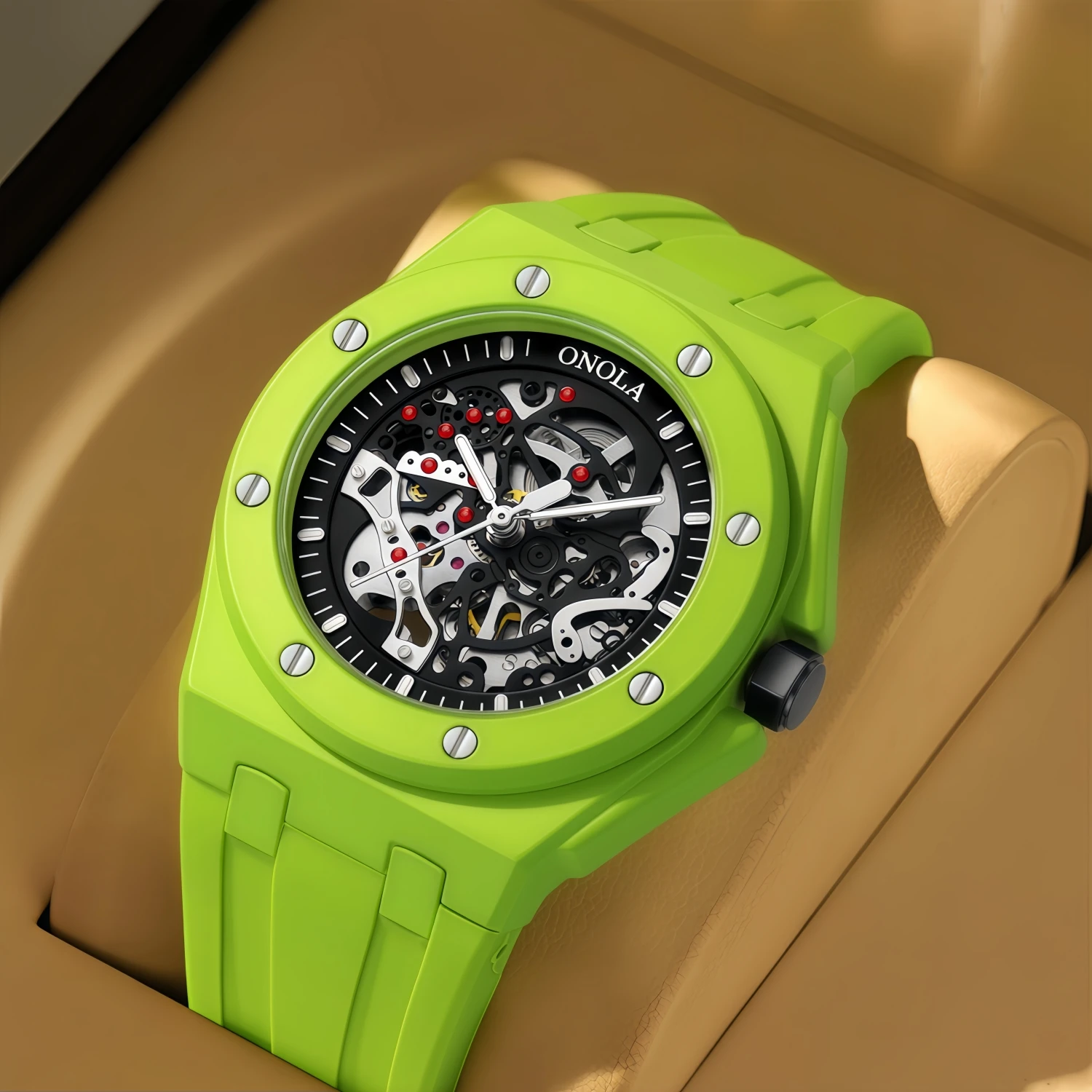 ONOLA New 3834CK Fashion Multi-color Hollowed Out Fully Automatic Watch for Men Silicone Strap Waterproof Mechanical Watch
ONOLA New 3834CK Fashion Multi-color Hollowed Out Fully Automatic Watch for Men Silicone Strap Waterproof Mechanical Watch