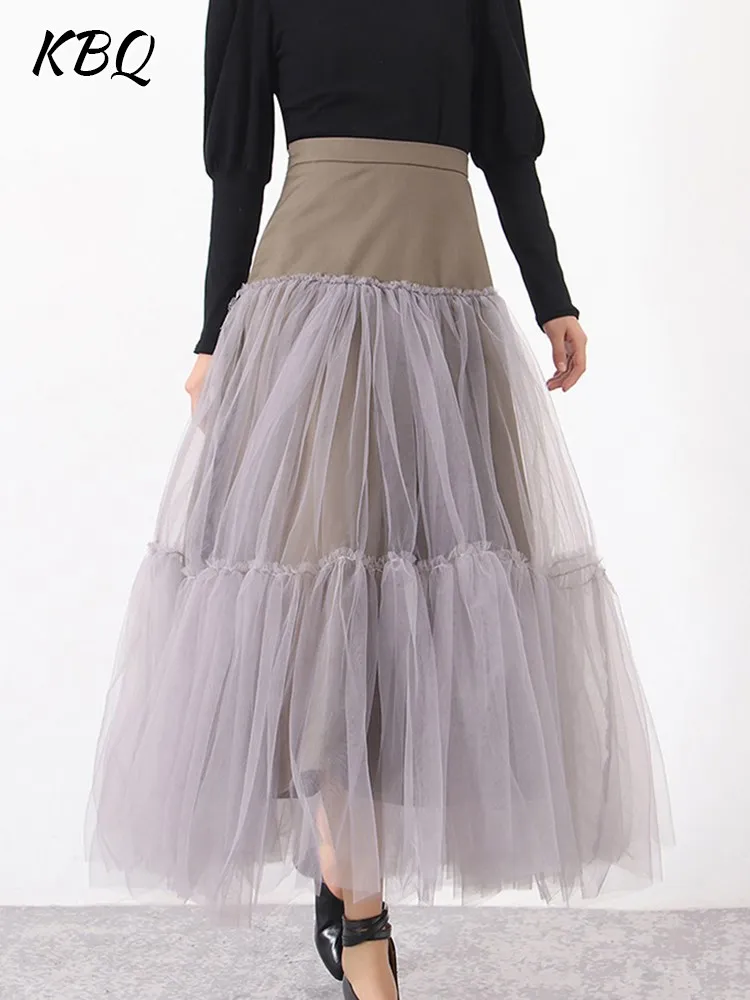 KBQ Colorblock Spliced Mesh Skirt For Women High Waist Patchwork Zipper Tunic A Line Casual Ruched Skirts Female Clothing Style
KBQ Colorblock Spliced Mesh Skirt For Women High Waist Patchwork Zipper Tunic A Line Casual Ruched Skirts Female Clothing Style