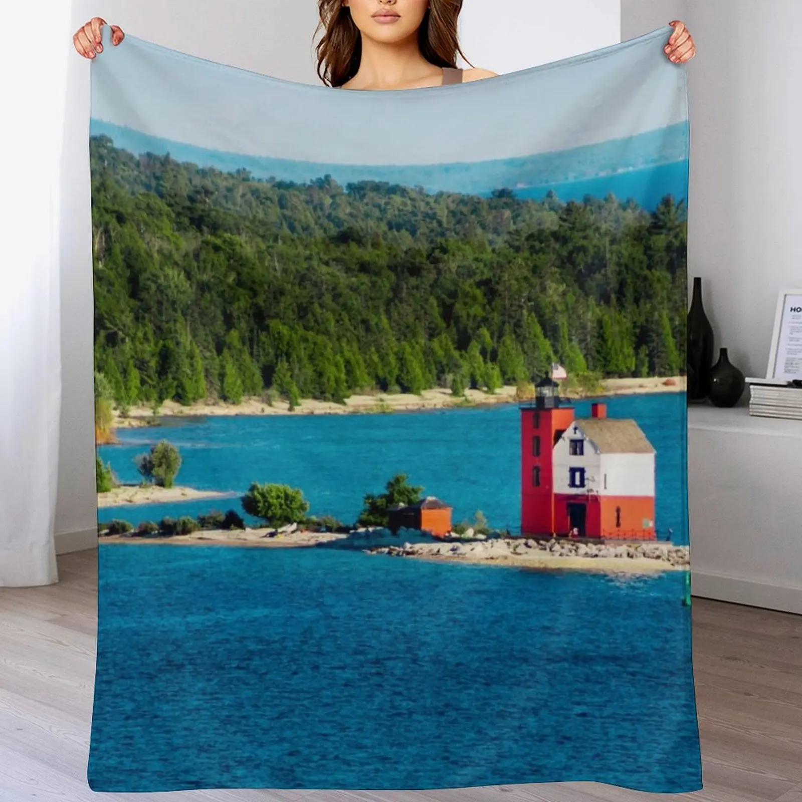 Round Island Light watching over Lake Michigan on Mackinac Island Throw Blanket Warm Throw Blanket Gift for Anniversary
Round Island Light watching over Lake Michigan on Mackinac Island Throw Blanket Warm Throw Blanket Gift for Anniversary