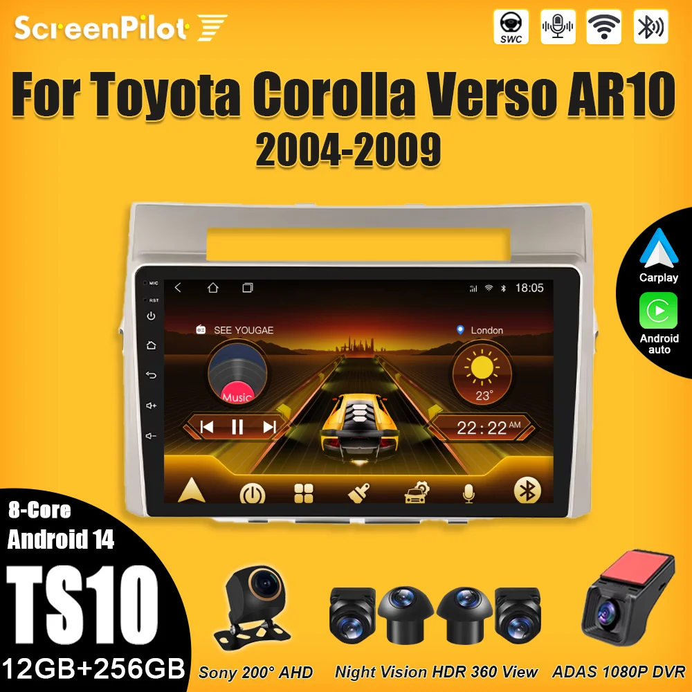 Car Radio For Toyota Corolla Verso AR10 2004-2009 Multimedia Video Player Carplay Touch Screen RDS 8 Core 5G Wifi Bluetooth
Car Radio For Toyota Corolla Verso AR10 2004-2009 Multimedia Video Player Carplay Touch Screen RDS 8 Core 5G Wifi Bluetooth
