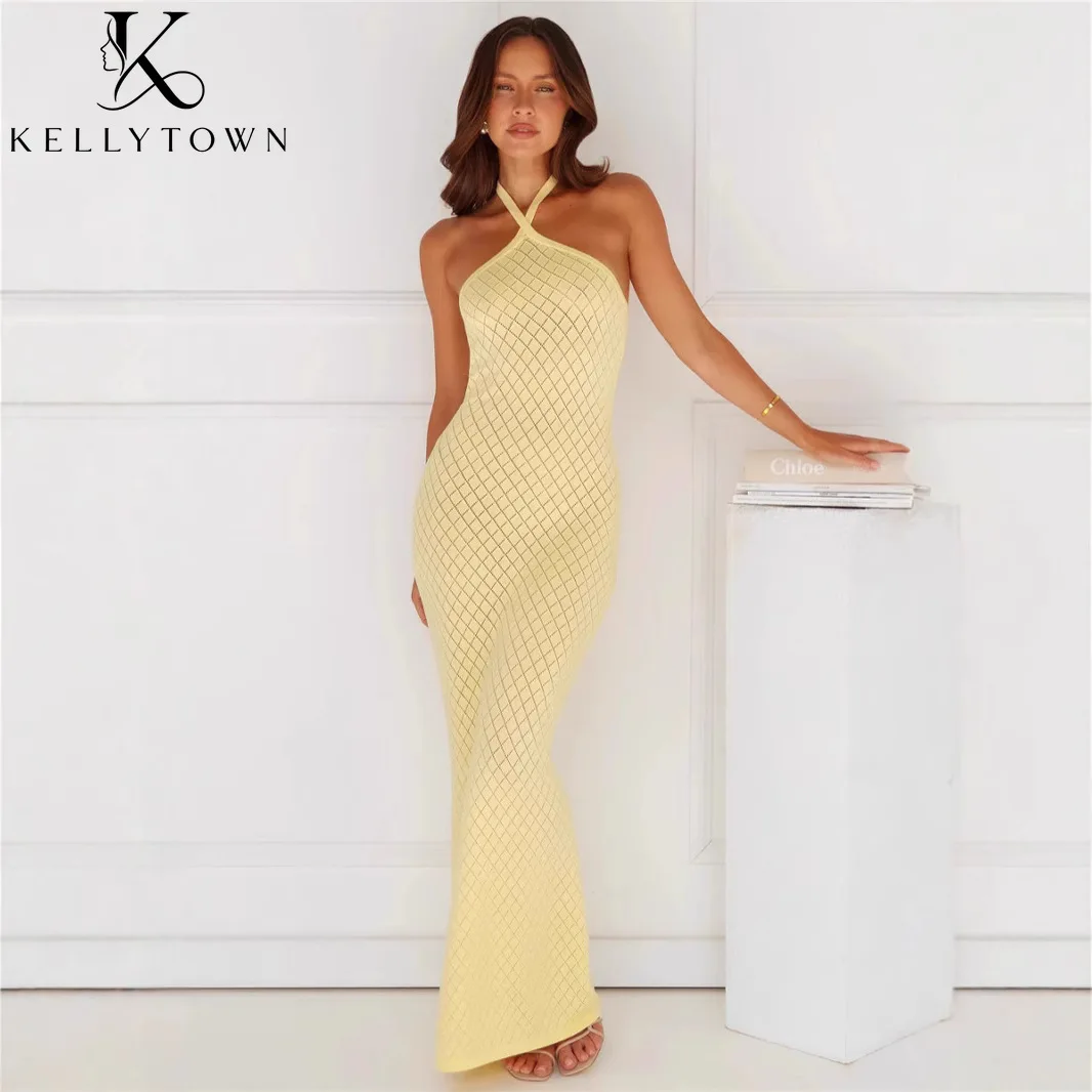 Sexy Knitted Dress Female Bodycon Halter Backless Maxi Dresses 2026 Party Club Outfits Elegant Sleeveless Solid Yellow Dress
Sexy Knitted Dress Female Bodycon Halter Backless Maxi Dresses 2026 Party Club Outfits Elegant Sleeveless Solid Yellow Dress