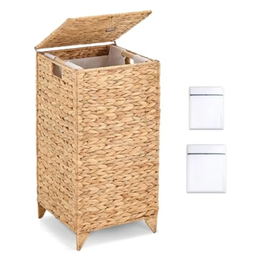 Hyacinth Laundry Hamper with Lid, Handwoven Heightened Feet Laundry Basket, Wicker Clothes Hamper with Removable Liner Bag for
Hyacinth Laundry Hamper with Lid, Handwoven Heightened Feet Laundry Basket, Wicker Clothes Hamper with Removable Liner Bag for