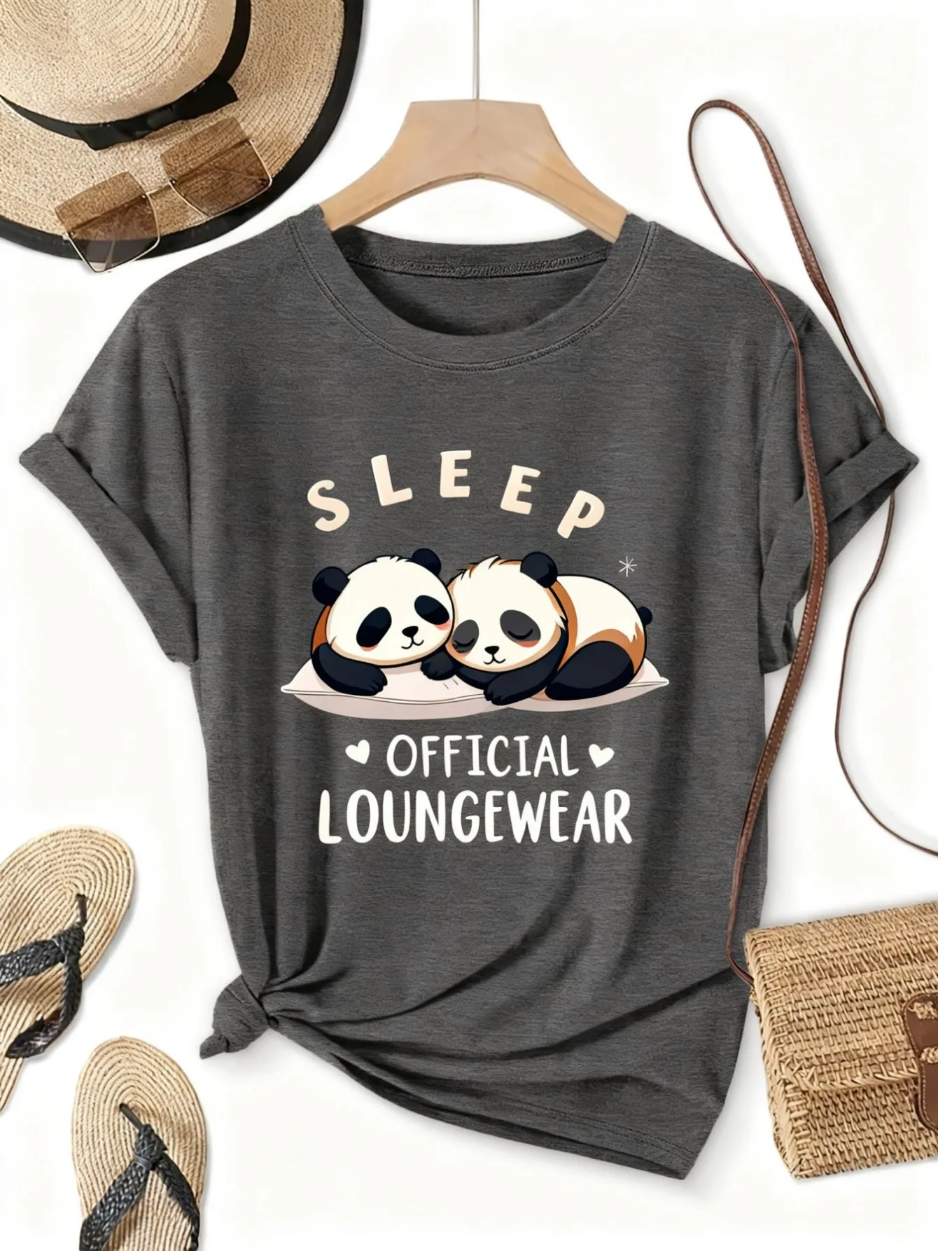 Plus size women's short sleeve T-shirt Sleep Official Loungewear Panda Print Daily comfortable versatile style summer outfit
Plus size women's short sleeve T-shirt Sleep Official Loungewear Panda Print Daily comfortable versatile style summer outfit