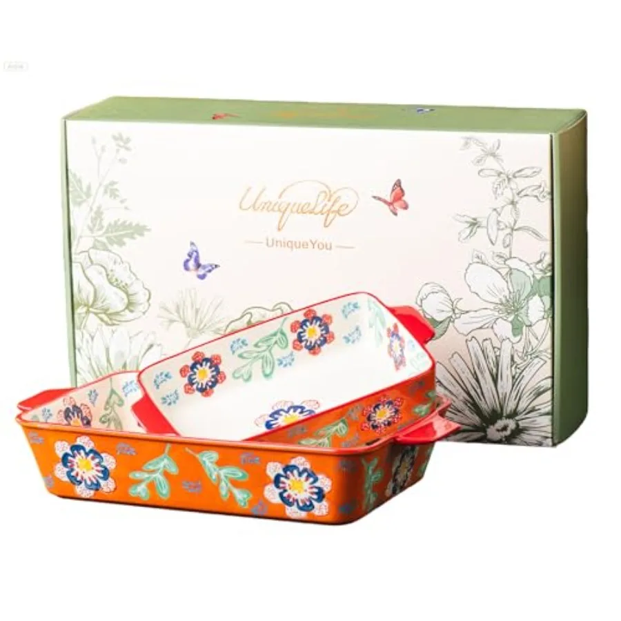 Ceramic Baking Dish Set of 2 3QT and 1.2QT Stoneware Casserole Dishes for Oven Rectangular Bakeware with Handles Oven Safe 480°
Ceramic Baking Dish Set of 2 3QT and 1.2QT Stoneware Casserole Dishes for Oven Rectangular Bakeware with Handles Oven Safe 480°