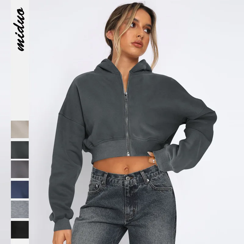 New street European and American style long sleeved top with fleece zipper cardigan hooded sweatshirt casual jacket for women
New street European and American style long sleeved top with fleece zipper cardigan hooded sweatshirt casual jacket for women