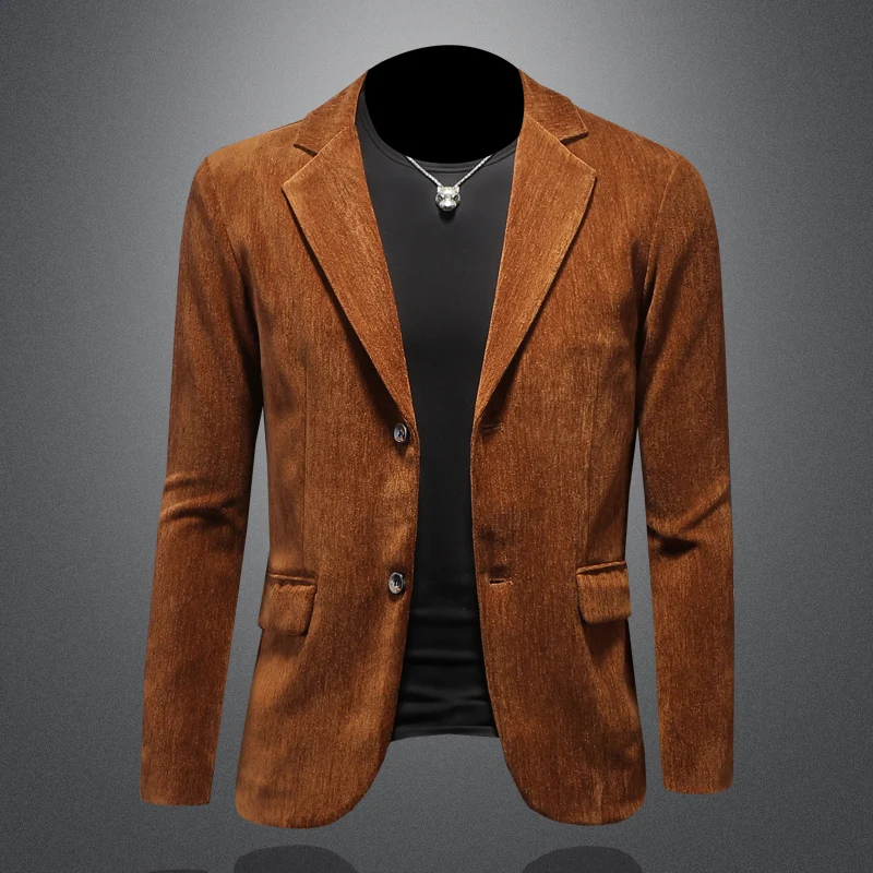 Faionable Corduroy Men's Suit Spring Autumn Slim Fit Korean Sle Single-breasted Jaet Casual Wear Stand Fit Long Sve
Faionable Corduroy Men's Suit Spring Autumn Slim Fit Korean Sle Single-breasted Jaet Casual Wear Stand Fit Long Sve