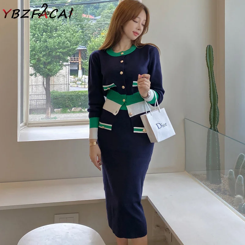 Women's Suit 2022 Fall Winter O Neck Blue Long Sleeve Knit Cardigan Top + Slim Skirt Set Women 2022 Elegant Commuter Casual Suit
Women's Suit 2022 Fall Winter O Neck Blue Long Sleeve Knit Cardigan Top + Slim Skirt Set Women 2022 Elegant Commuter Casual Suit
