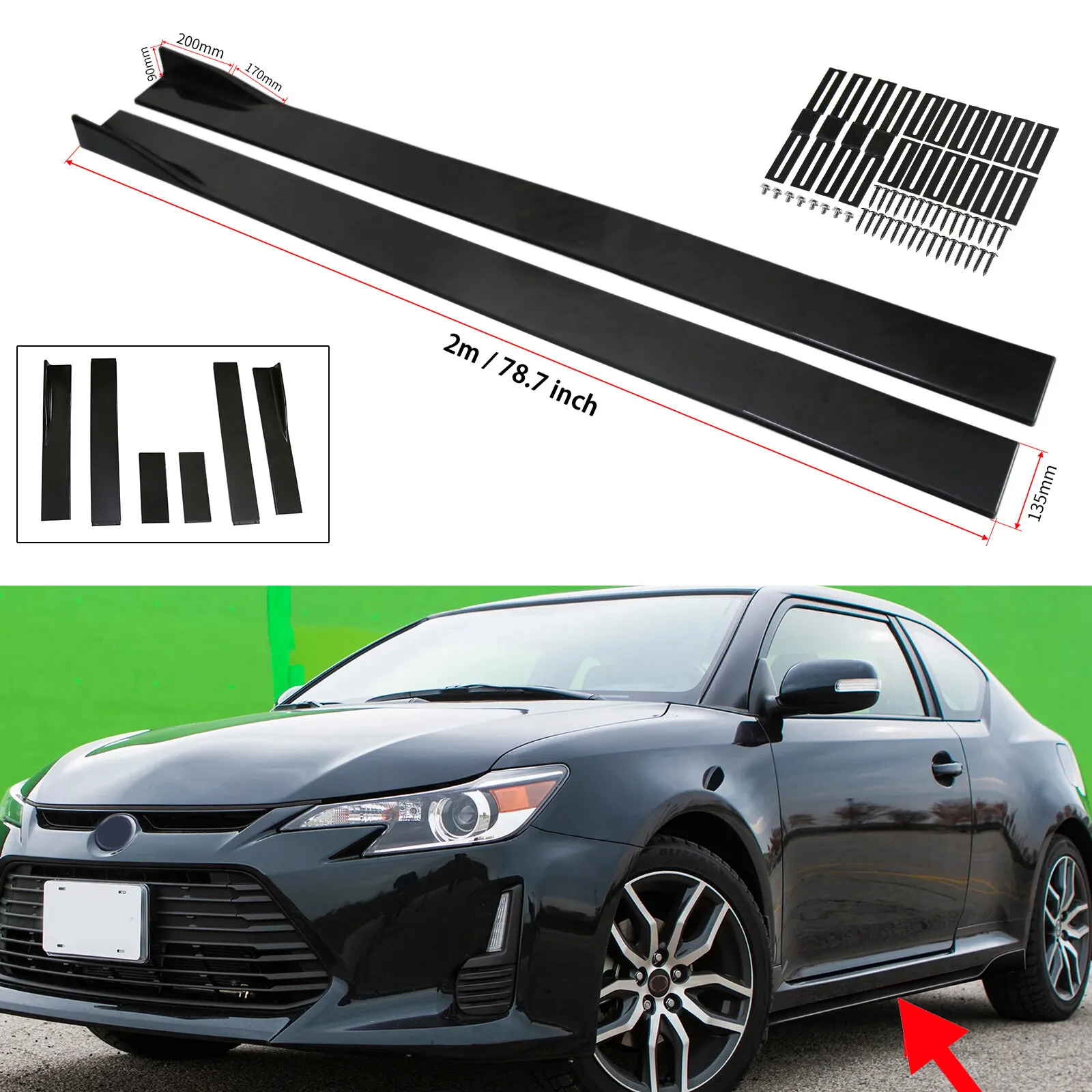 78.7" Universal Car Fiber Side Skirt Extension Rocker Panel Splitter Lip Black
78.7" Universal Car Fiber Side Skirt Extension Rocker Panel Splitter Lip Black