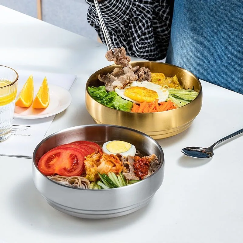 steel double-layer cold noodle bowl Korea large-capacity mixed rice bowl golden instant noodle soup bowl commercial salad bowl
steel double-layer cold noodle bowl Korea large-capacity mixed rice bowl golden instant noodle soup bowl commercial salad bowl