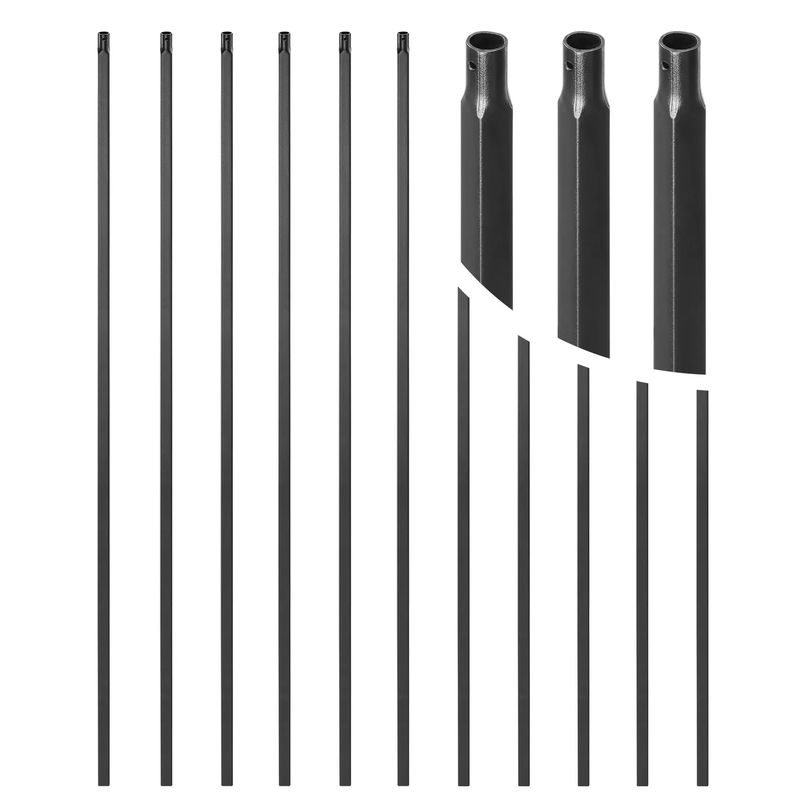 Staircase Balusters 11 Pack, 44 Inch Durable Carbon Steel Stair Balusters, 0.5 Inch Indoor Square Metal Spindle Railing, Corrosion-Proof Hollow Deck Railing With Pre-Drilled Holes, Matte Black
Staircase Balusters 11 Pack, 44 Inch Durable Carbon Steel Stair Balusters, 0.5 Inch Indoor Square Metal Spindle Railing, Corrosion-Proof Hollow Deck Railing With Pre-Drilled Holes, Matte Black