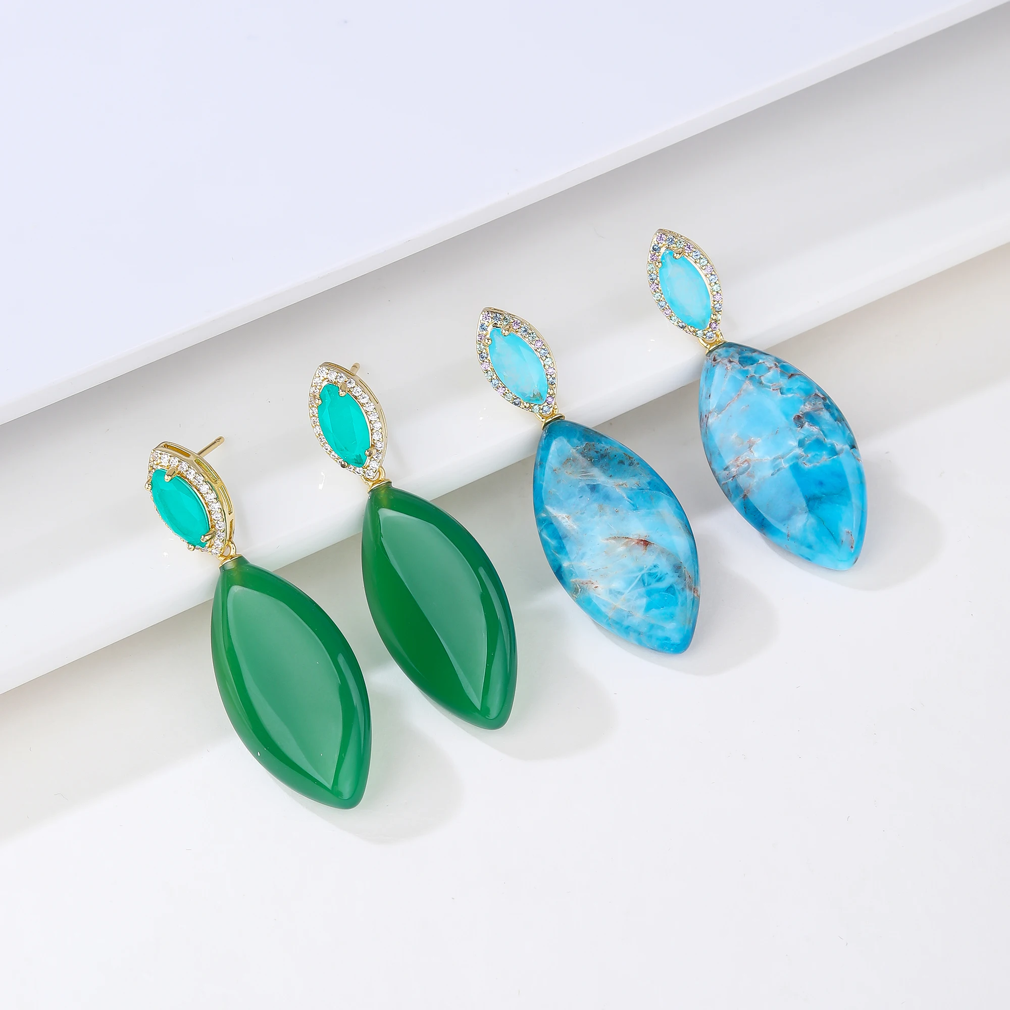 Vintage Fashion Dangle Earrings with Natural Gemstone Pendant 3 Mark Gold Plated Dangle Earrings
Vintage Fashion Dangle Earrings with Natural Gemstone Pendant 3 Mark Gold Plated Dangle Earrings