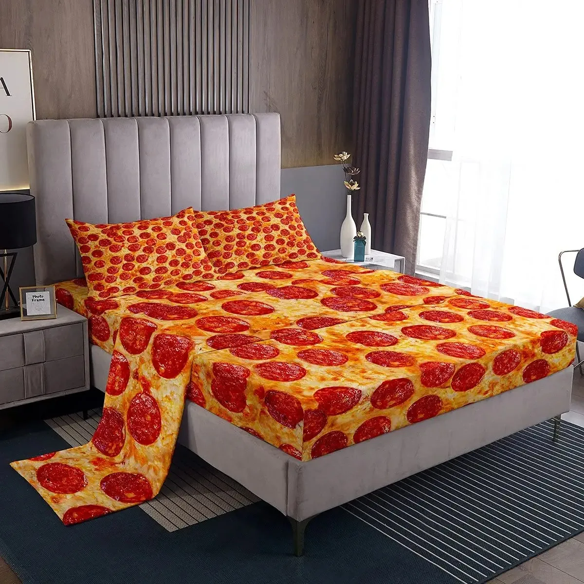 Pizza Bed Sheets Set for Bedroom Decor Pepperoni Be Print Bedding Set Delicious Pizza Food Theme Deep Pocket Fitted Sheet 4pcs
Pizza Bed Sheets Set for Bedroom Decor Pepperoni Be Print Bedding Set Delicious Pizza Food Theme Deep Pocket Fitted Sheet 4pcs