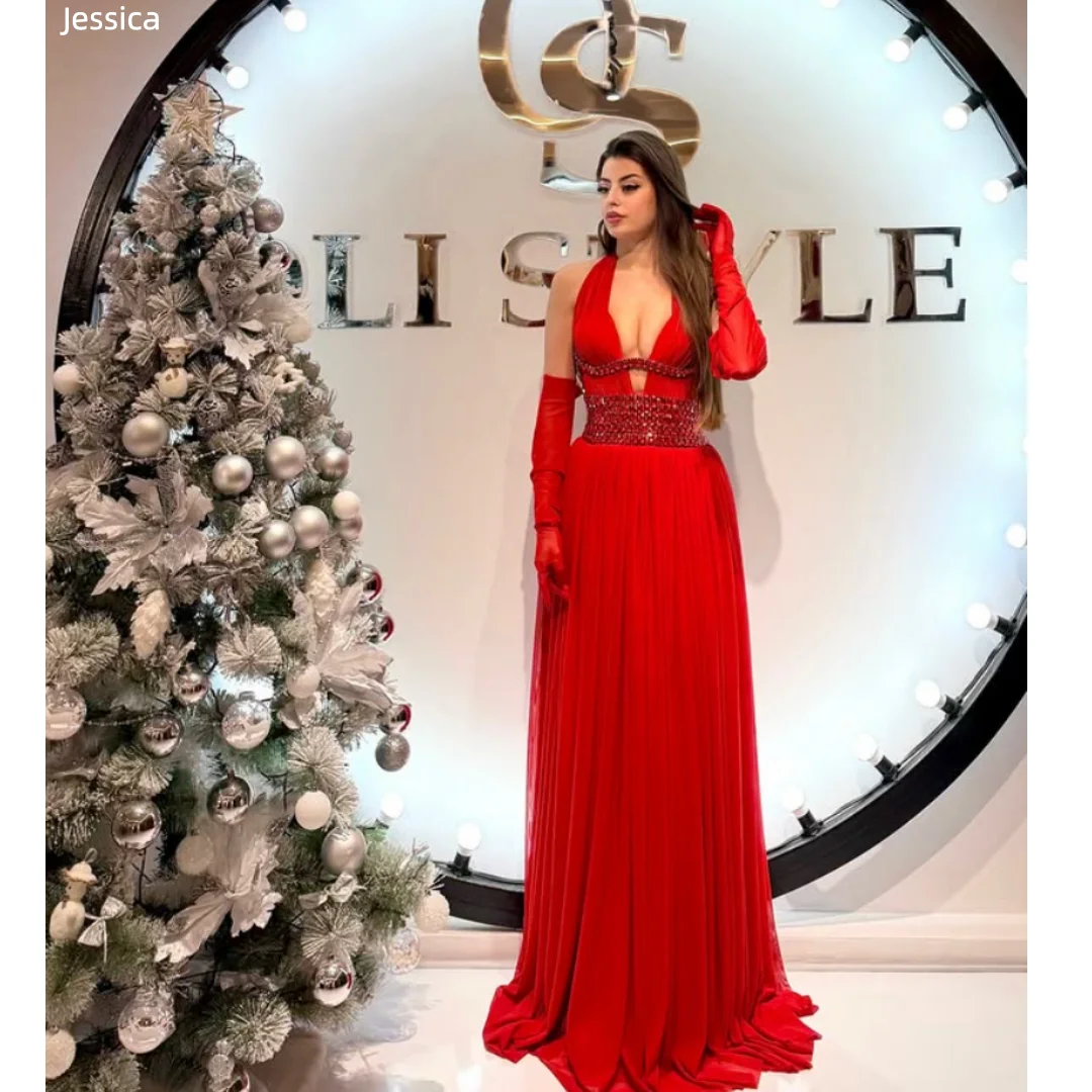 Jessica Halter Neck Deep V-neck Evening Dresses Handmade Beads Prom Dresses A-line Chiffon Elegant Lady Party Dresses
Jessica Halter Neck Deep V-neck Evening Dresses Handmade Beads Prom Dresses A-line Chiffon Elegant Lady Party Dresses