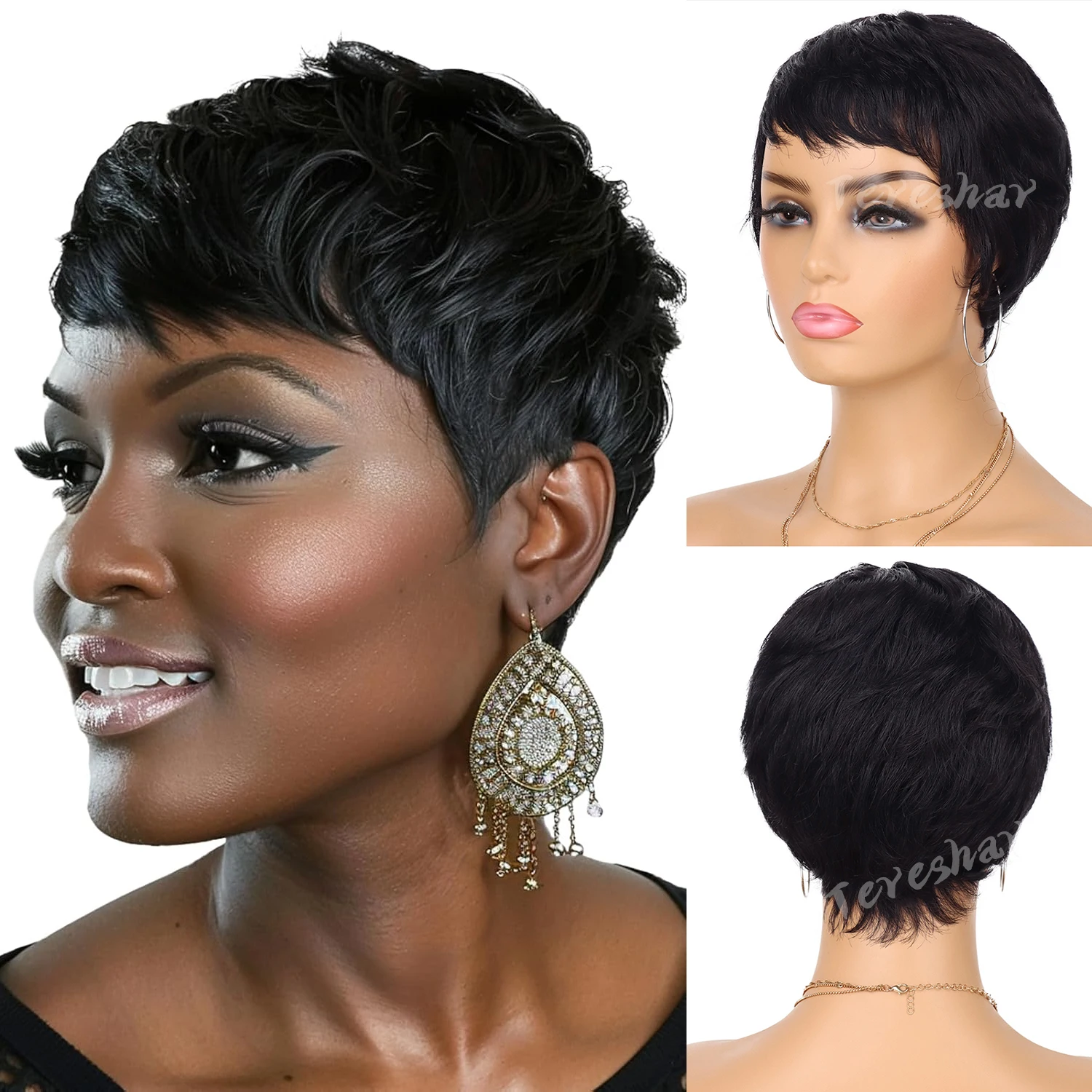 Synthetic Short Pixie Cut Wigs for Black Women Pixie Cut Wavy Wigs Layered Wigs Short Cut Natural Wavy Wigs for Daily Party Use
Synthetic Short Pixie Cut Wigs for Black Women Pixie Cut Wavy Wigs Layered Wigs Short Cut Natural Wavy Wigs for Daily Party Use