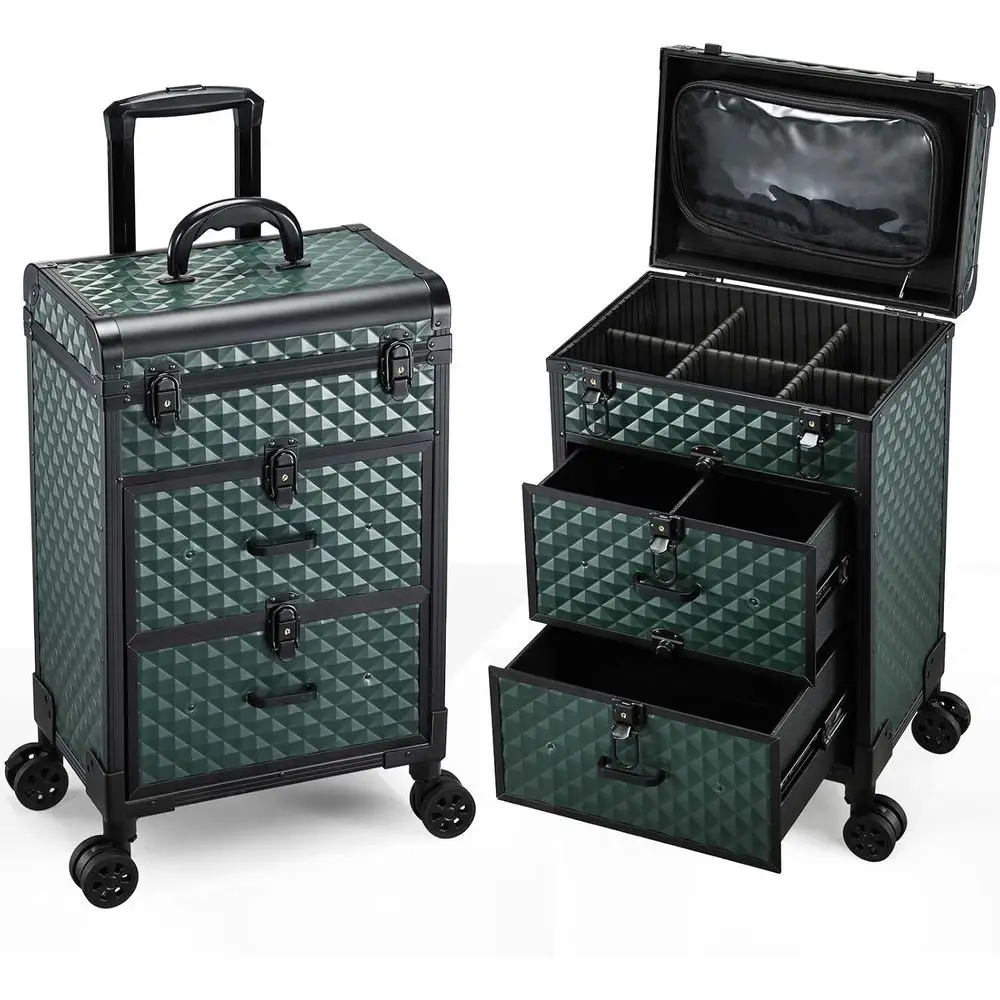 Proional Rolling Makeup Train Case with Ders, Makeup Case on Wheels, Rolling Cart Storage Organizer Trolley Make up Case or Trav
Proional Rolling Makeup Train Case with Ders, Makeup Case on Wheels, Rolling Cart Storage Organizer Trolley Make up Case or Trav
