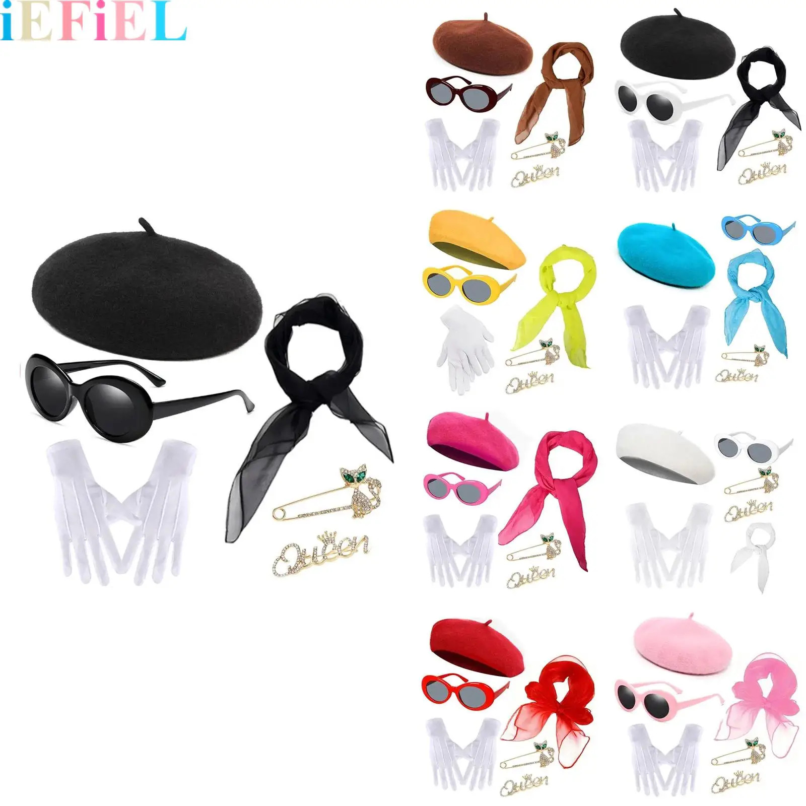 50s Fancy Dress Set for Women Beret Sunglasses Scarf Gloves Brooches French Artist Costumes Kit
50s Fancy Dress Set for Women Beret Sunglasses Scarf Gloves Brooches French Artist Costumes Kit
