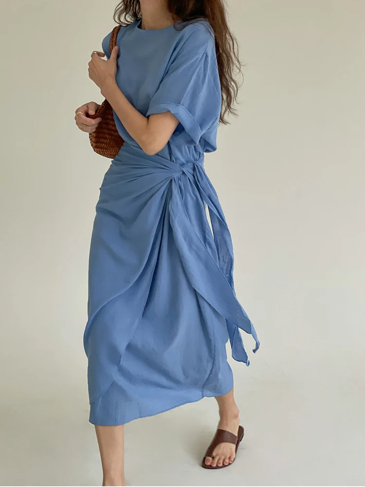 Spring and SummerinsFrench Style Lazy Design Wrap Dress with Tie Waist Mid-Length Short Sleeve Dress Mid-Length Dress
Spring and SummerinsFrench Style Lazy Design Wrap Dress with Tie Waist Mid-Length Short Sleeve Dress Mid-Length Dress