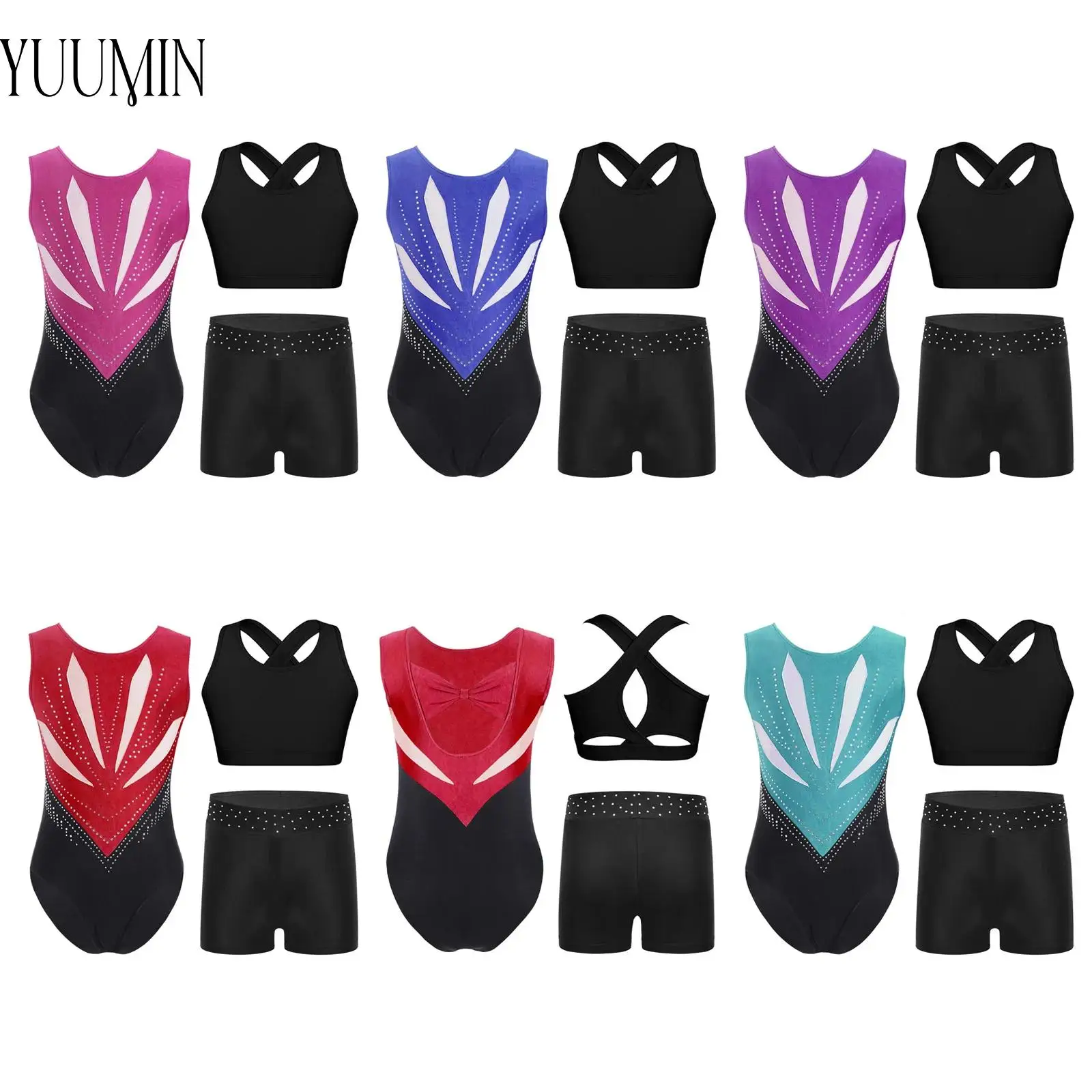 Sleeveless Gymnastics Outfit for Girls Ballet Skating Dance Performance Set Bowknot Cutout Back Leotard+Vest+Shorts 3-piece Set
Sleeveless Gymnastics Outfit for Girls Ballet Skating Dance Performance Set Bowknot Cutout Back Leotard+Vest+Shorts 3-piece Set