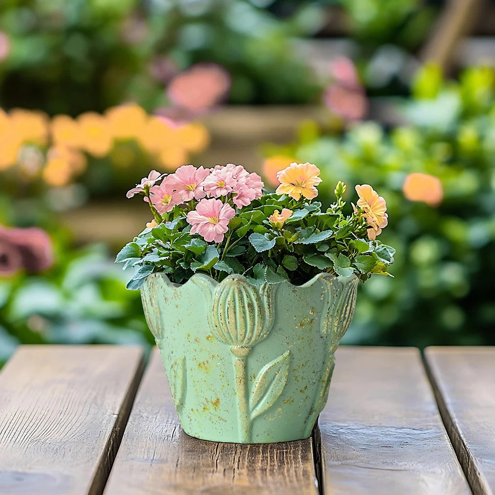 Outdoor Garden Tulip Cement Flower Pot European Style Balcony Decorative Piece Succulent Herb Planters with Drainage Hole
Outdoor Garden Tulip Cement Flower Pot European Style Balcony Decorative Piece Succulent Herb Planters with Drainage Hole