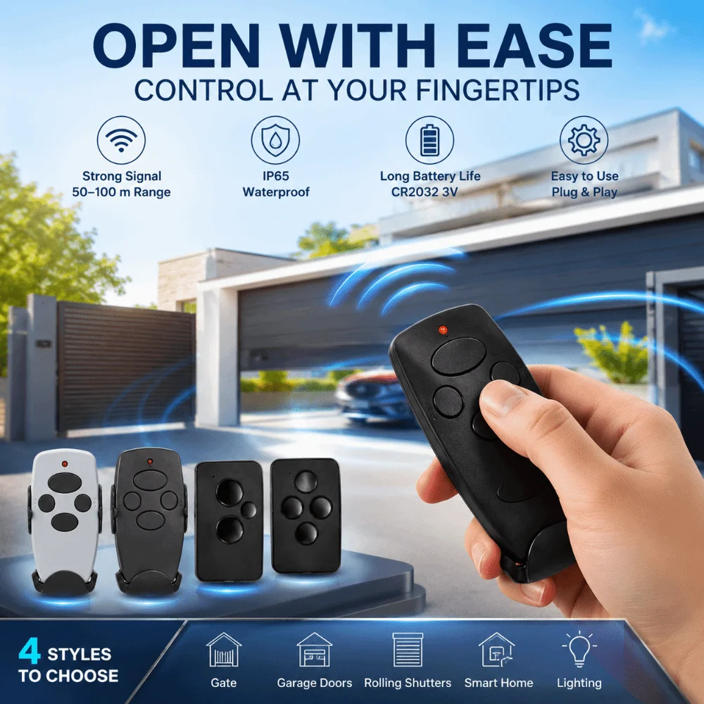 2-4 Channel Garage Door Remote Control 433MHz Rolling Code Gate Remote Control Automatic Door Opener Remote Control
2-4 Channel Garage Door Remote Control 433MHz Rolling Code Gate Remote Control Automatic Door Opener Remote Control