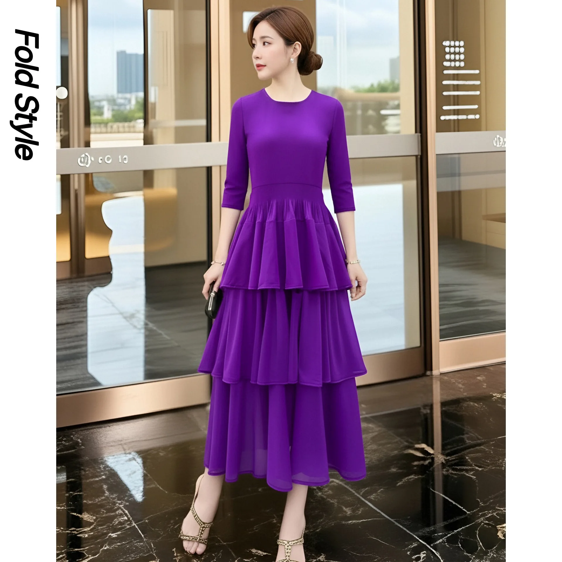 Модное платье Miyake, свободное однотонное темпераментное женское платье с круглым вырезом, сложенное среднее и длинное платье
Модное платье Miyake, свободное однотонное темпераментное женское платье с круглым вырезом, сложенное среднее и длинное платье