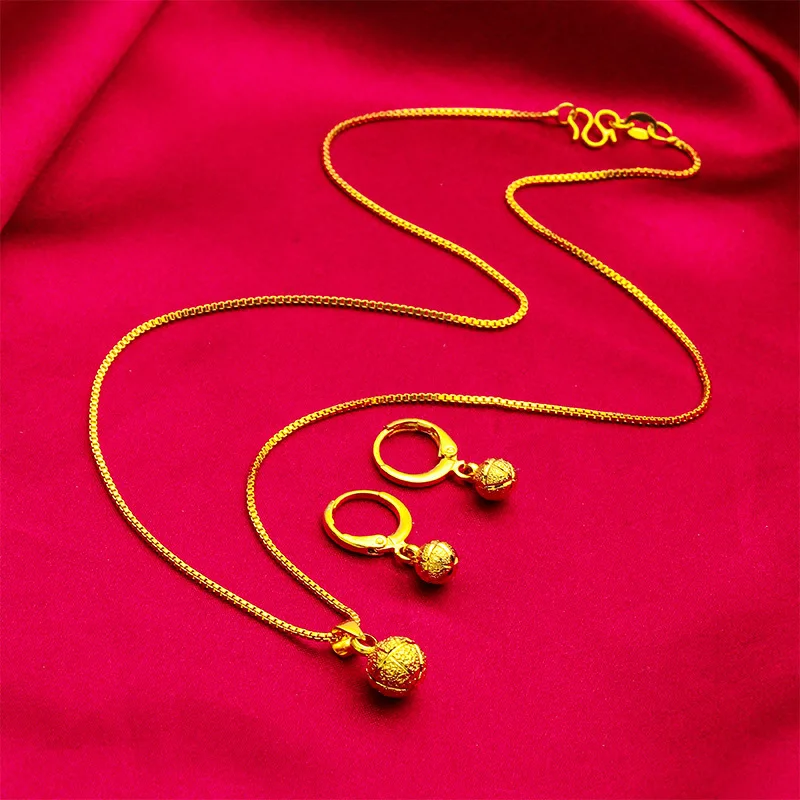 24K Gold AU999 Patterned Bead Earrings-Necklace Set - 3D Patterned Bead Relief + Gradient Gold-Plating, Luxury Vintage Chic
24K Gold AU999 Patterned Bead Earrings-Necklace Set - 3D Patterned Bead Relief + Gradient Gold-Plating, Luxury Vintage Chic