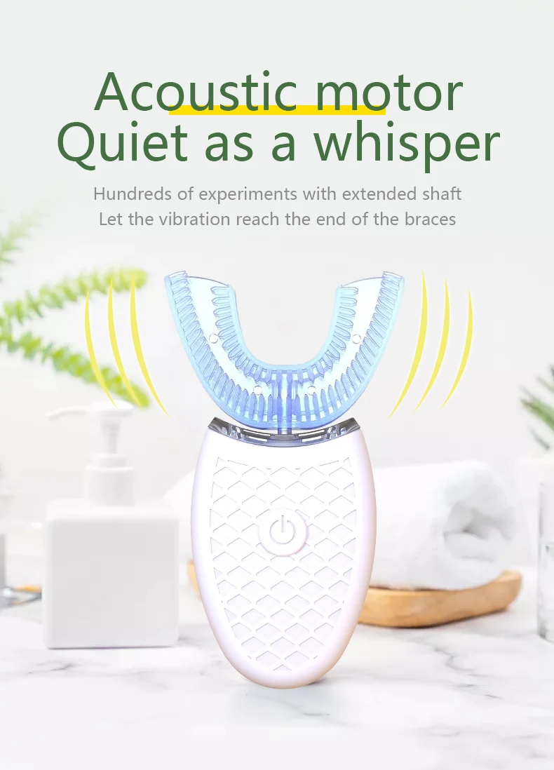 Intelligent U-Type Toothbrush 360 Degrees Sonic Electric Automatic with USB Charge Waterproof Silicon Head for Oral Care
Intelligent U-Type Toothbrush 360 Degrees Sonic Electric Automatic with USB Charge Waterproof Silicon Head for Oral Care