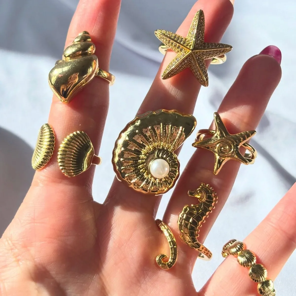 7pcs Copper 18k GoId Plated Rings for Women Stacking Gold Silver Color Sea Star Shell Starfish Ring Set Ocean Holiday Jewelry
7pcs Copper 18k GoId Plated Rings for Women Stacking Gold Silver Color Sea Star Shell Starfish Ring Set Ocean Holiday Jewelry