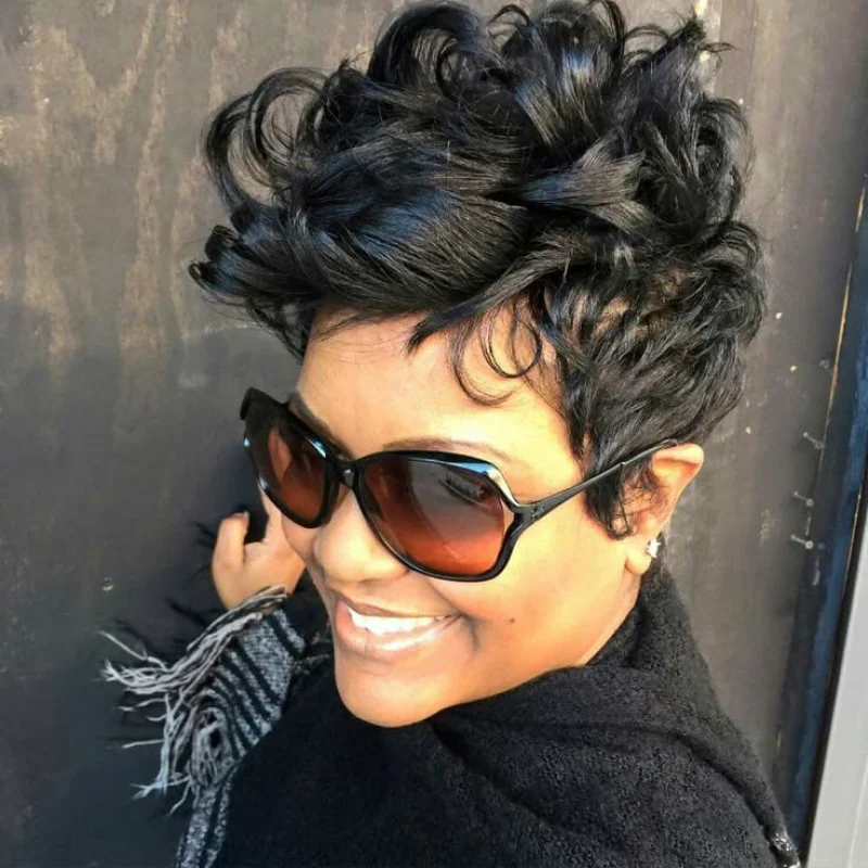 Короткие многослойные кудрявые парики Pixixe для чернокожих женщин с челкой, полностью машинного изготовления, без кружевной передней части, из синтетических волос
Короткие многослойные кудрявые парики Pixixe для чернокожих женщин с челкой, полностью машинного изготовления, без кружевной передней части, из синтетических волос