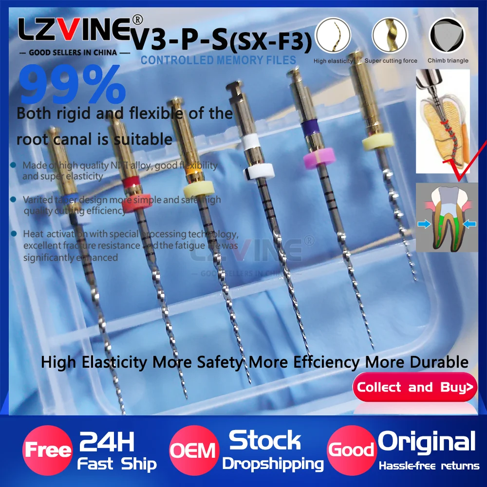 Dental Endodontic Files Gold/Blue/Silver 04Taper NITI Rotary Large File Engine Use SX-F3 31/25mm S1 S2 F1 Lab Instruments Tools
Dental Endodontic Files Gold/Blue/Silver 04Taper NITI Rotary Large File Engine Use SX-F3 31/25mm S1 S2 F1 Lab Instruments Tools