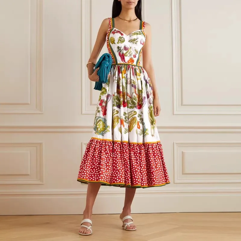 Vegetable Printed Vintage Dress Women Summer Elegant Sleeveless Square Dresses Bodycon Holiday Party Chic Vestidos Streetwear
Vegetable Printed Vintage Dress Women Summer Elegant Sleeveless Square Dresses Bodycon Holiday Party Chic Vestidos Streetwear