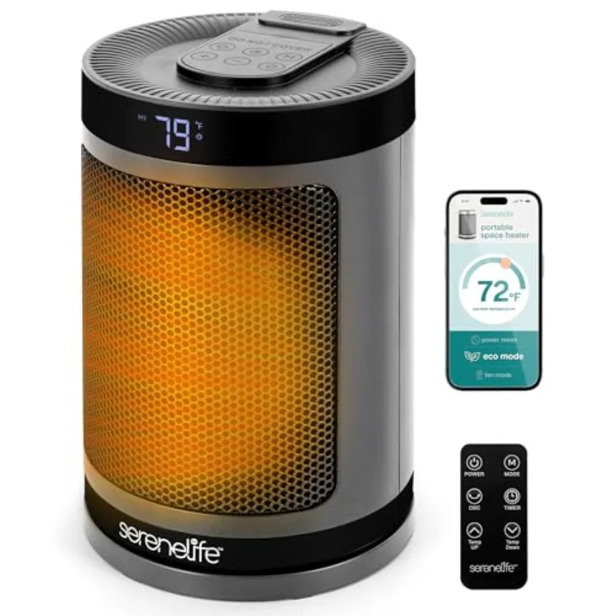 Электрический обогреватель SereneLife Smart Space Heater 1500 Вт для помещений с термостатом, пультом ДУ, 12-часовым таймером, поддержкой Wi-Fi, PTC-керамикой
Электрический обогреватель SereneLife Smart Space Heater 1500 Вт для помещений с термостатом, пультом ДУ, 12-часовым таймером, поддержкой Wi-Fi, PTC-керамикой