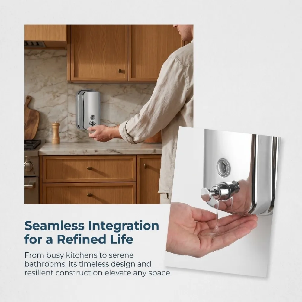 Stainless Steel Soap Dispenser Silver Liquid Soap Hand Soap Dispenser 800ml Capacity Wall Mount Manual Soap Dispenser
Stainless Steel Soap Dispenser Silver Liquid Soap Hand Soap Dispenser 800ml Capacity Wall Mount Manual Soap Dispenser