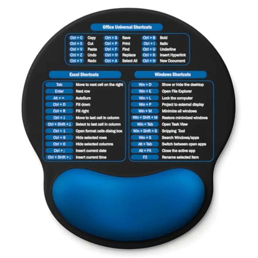 Mouse Pad with Wrist Rest - Ergonomic Memory Foam Support, Small Cute Excel Cheat Sheet Mousepad with Windows and Office Shortc
Mouse Pad with Wrist Rest - Ergonomic Memory Foam Support, Small Cute Excel Cheat Sheet Mousepad with Windows and Office Shortc